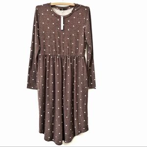 Simier Fariry Women's Fall Knit Cotton Long Sleeve Midi Dress - Gray, XL, Casual Work Dress